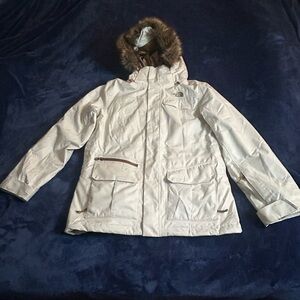 The North Face Women's White Puffer Jacket with Fur Hood